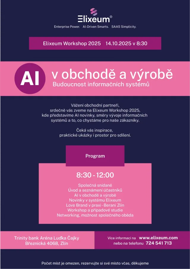 AI v obchodě a výrobě - workshop Elixeum 14.10.2025